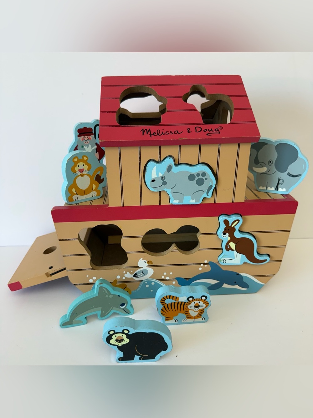 Melissa & Doug Noah's Ark Shape Sorter Wooden Play Set with Figures & Animals